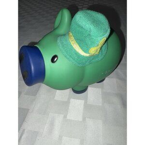Rare Old Navy Irish St Patric Green Piggy Bank Removable Screw Nose Black